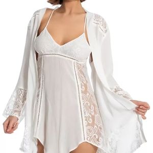 Linea Donatella Sheer Lace Chemise Nightgown Lingerie